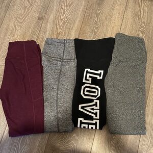Womens Legging Bundle Set - Burgundy, Gray, Black